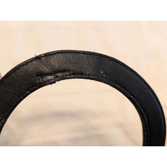 Vintage Black Leather Handbag W/ Gold Accents Womens Classic Career Tote Bag - Picture 16 of 16